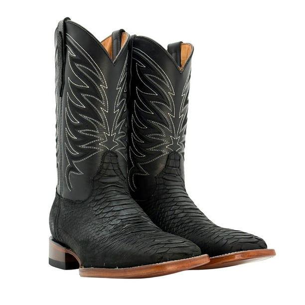 Calzado del Bajío Bota Vaquera Piel Hombre Grabado Python Artesanal negro