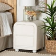 thumbnail image 5 of Baxton Studio Bonilla Modern White Teddy-Bear Fabric and Rubberwood 2-Drawer Nightstand, 5 of 19