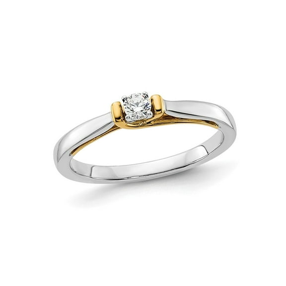1/10 Carat (Ctw SI1-SI2, G-H-I) Lab-Grown Solitaire Diamond Promise Ring in 14K White and Yellow Gold for Women