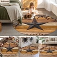 thumbnail image 6 of Yellow Brown Texas Star Round Rugs 7ft, Retro Country Star Farmhouse Wooden Non Slip Washable Rug Runner, Low Pile Indoor Floor Carpet Mat Bathroom Rugs for Living Room, Bedroom, Kids Room, 6 of 9