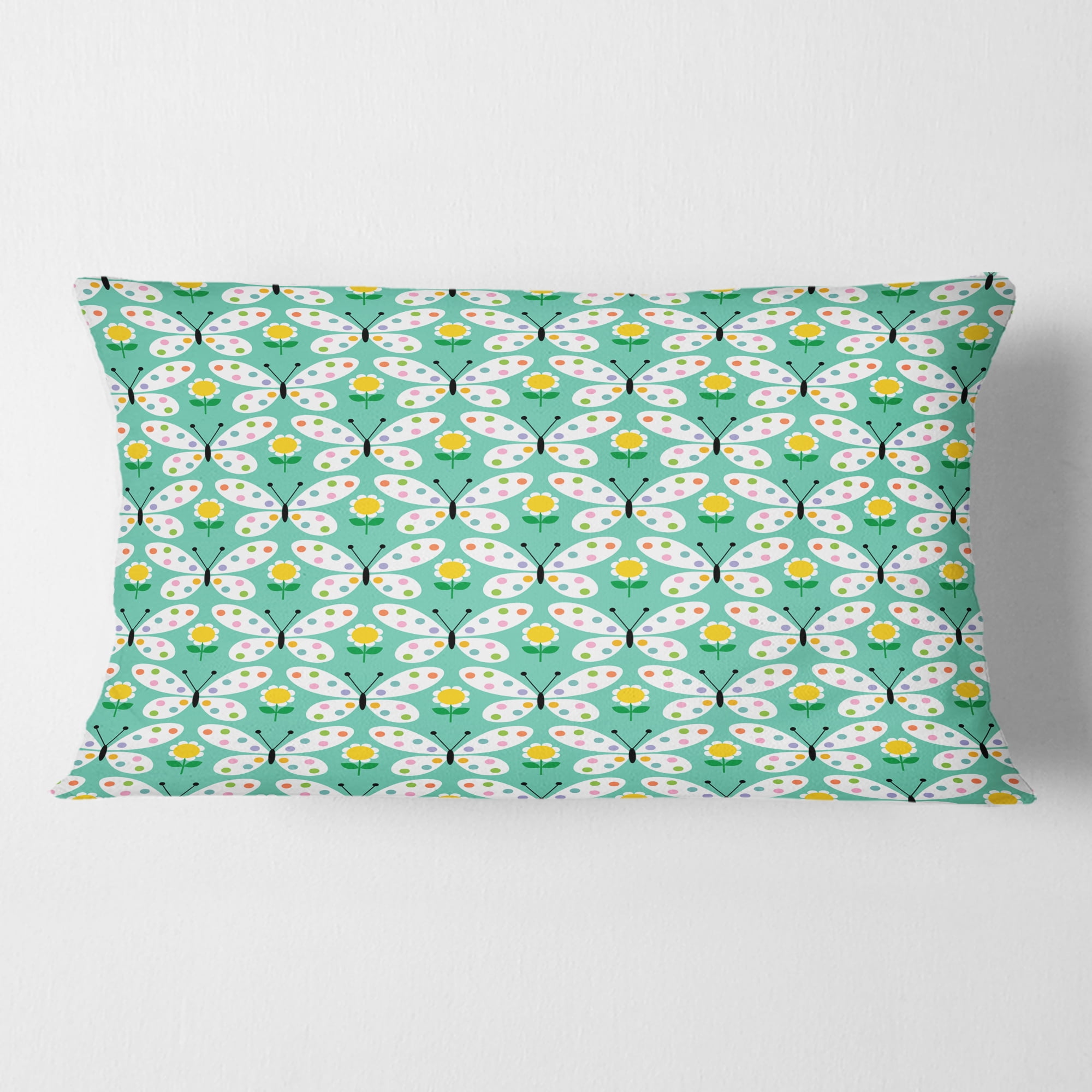Designart Retro Butterflies I' Mid-Century Modern Throw Pillow - 12x20
