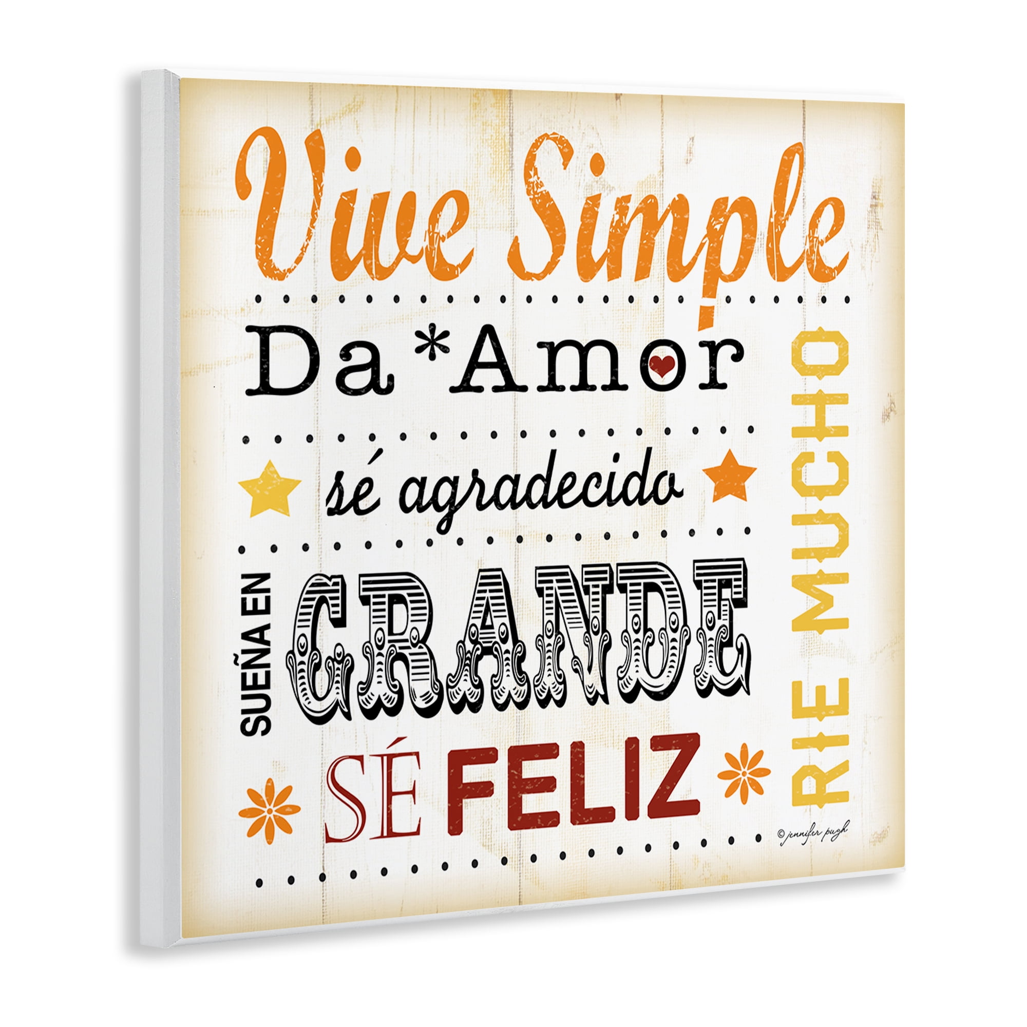 Stupell Industries Inspiraciones Diarias de Felicidad Inspirational Quotes & Sayings Painting Unframed Art Print Wall Art, 12 x 12
