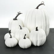 7 Pcs Assorted Sizes Artificial Pumpkins Fall Decor Fake Faux Foam Pumpkins for Halloween Thanksgiving Harvest Home Table Decor (Pink)