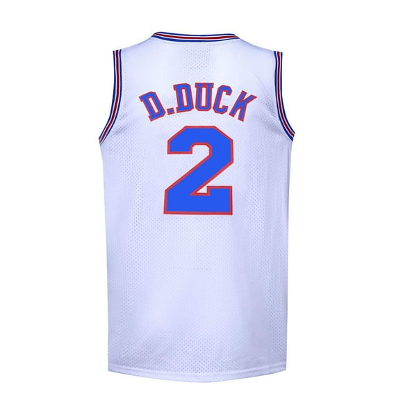 Mens Basketball Jersey #2 D Duck 90s Moive Space Shirts (White, XX-Large)