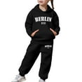thumbnail image 7 of KHONTS Girls Letter Printed Hooded Sweatshirts and Sweatpants Pullovers Outfits, 2 Piece, Sizes 2-13 Years, 7 of 7