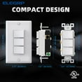 thumbnail image 5 of PinesC Triple Rocker Light Switch, Three Single Pole Electrical Paddle Switch, 15A 125V, in-Wall On/Off Switch, Self-grounding, Wall Plate is Included, UL Listed (1 Pack, Glossy White) White, 5 of 5