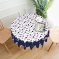 thumbnail image 2 of Fourth of July Tablecloth Round 60 Inch Patriotic Red White Blue American Flag Tablecloths Washable Wrinkle Stain-Resistant Table Cloth Polyester Table Cover for Veterans Day Memorial Day, 2 of 6