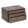 thumbnail image 1 of Bey-Berk International BB709BRW Three Level Leather Jewelry Storage Box with Stingray Deboss &amp; Brushed Brass Hardware, 1 of 1