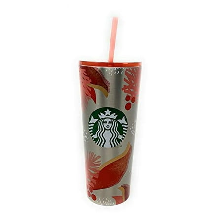 Starbucks 2019 Holiday Cold Cup Tumbler Winter 24oz Mistletoe Silver Pink Red