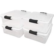 3420CLGRDC.04 Clear storage container with lid, 15.5 Quart (4 Pack), Grey, 4 Sets