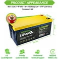 thumbnail image 2 of LOSSIGY 12V 400AH Lifepo4 Deep Cycle Lithium Battery, Built in 250A BMS, 10 Yrs Lifespan, for Solar System, RV, for Replacement Your Olds., 2 of 6