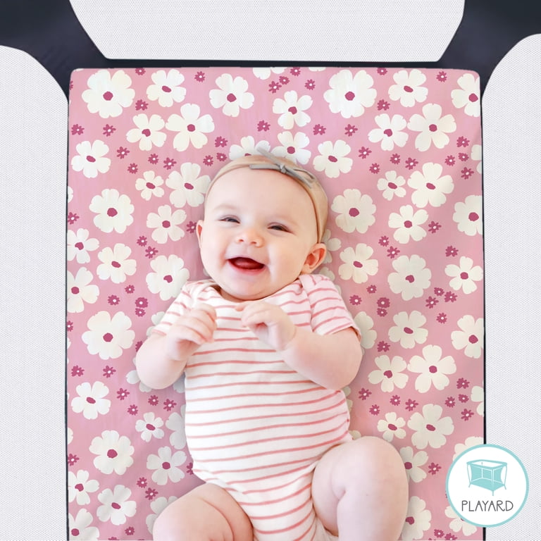 The Peanutshell Playard Sheets, Pink Daisy 3 Pack photo 7