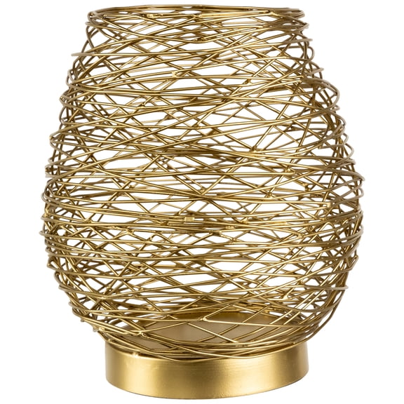 Northlight Medium Woven Iron Votive Candle Holder - 8.5" - Brass Finish