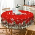 thumbnail image 2 of Nanqianyi Red Christmas Tablecloth Round 70'' Winter Santa Claus Elk Printed Washable Table Cover for Kitchen Dining, 2 of 9