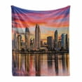 thumbnail image 1 of San Diego Soft Flannel Fleece Throw Blanket, California USA Downtown Skyline at Sunset Twilight Modern Apartment Buildings, Cozy Plush for Indoor and Outdoor Use, 50" x 70", Multicolor, by Ambesonne, 1 of 6