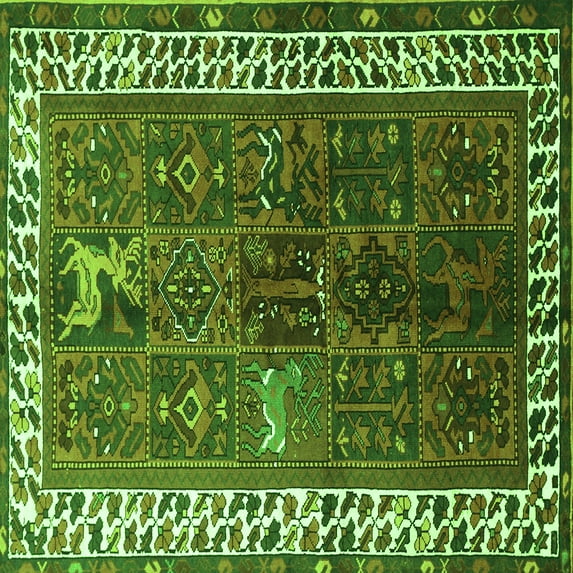 Ahgly Company Indoor Square Persian Green Traditional Area Rugs, 3' Square