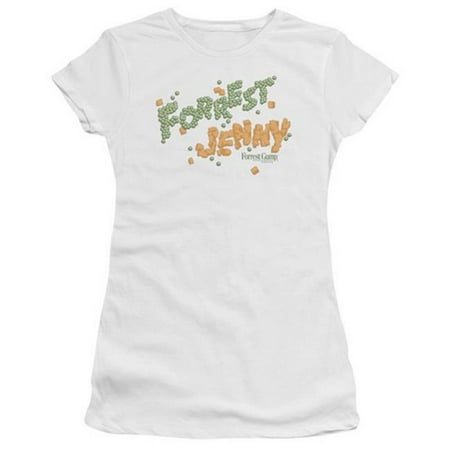Trevco Forrest Gump-Peas And Carrots Short Sleeve Junior Sheer Tee, White - Medium