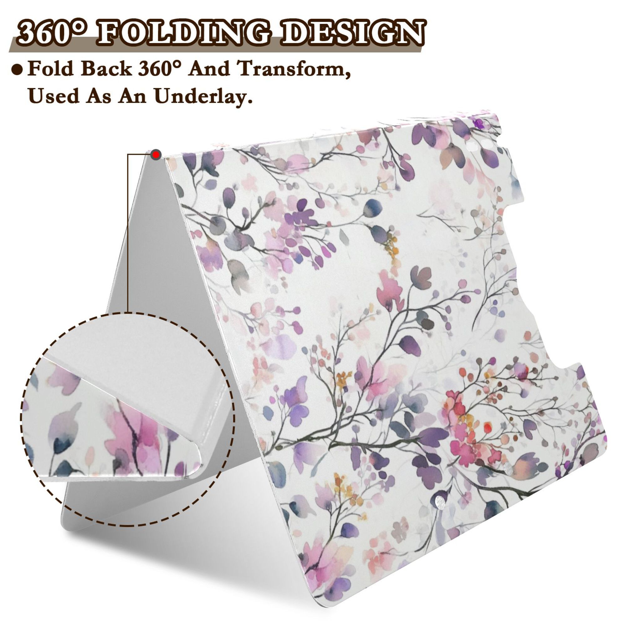 FORMRS A4 Clipboard Folder with Pen Holder Horizontal Foldable School Office Binder, Purple Wildflowers