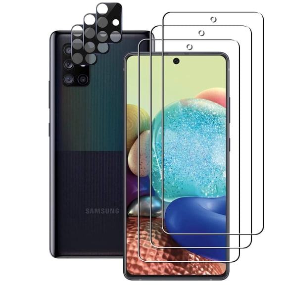 UZWZW 3 Pack Tempered Glass Camera Lens and Screen Protector for Samsung Galaxy A71 5G 4G