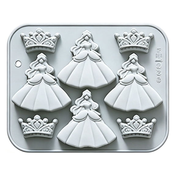 Silicone & Dress Fondant Mold â 8-Cavity Princess Baking Mold for Chocolate, Candy, Cupcake Toppers, Food-Grade Silicone, Non-Stick, Easy Release, Oven/Freezer Safe