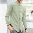 thumbnail image 2 of APEXFWDT Men's Big & Tall Long Sleeve Shirt Mandarin Collar Frog Buttons Shirt Casual Solid Color Shirt,XXL,Mint Green, 2 of 6