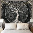 thumbnail image 2 of Arbre De Vie Tapisserie Lune Et Soleil (150x200cm) Noir Mural Psychdlique Tapisserie Mandala Toile Tapisserie Hippie Dcoration Murale Partie Dorto, 2 of 4