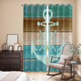 thumbnail image 3 of Kitchen Curtains 84 Inch Length 2 Panels, Blue Teal Brown Grommets Window Treatment Curtain, Anchor Nautical Coastal Ocean Wooden Thermal Curtains Drapes for Living Room/Bathroom, 3 of 9