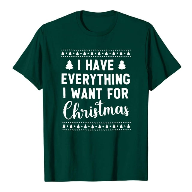 XDZJLR T-Shirt de Noël pour Femme, Imprimé de Lettres, Manches Courtes, Col Rond, Haut pour Homme, Vert Foncé, TG