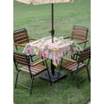 thumbnail image 3 of Spring Easter Outdoor Tablecloth - 60x60 Inch Square Dining Table Cover, Watercolor Floral Eggs Rabbits Leaf Pink Plaid Waterproof Outdoor Table Cloth with Umbrella Hole & Zipper for Picnic/Patio, 3 of 7