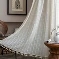 thumbnail image 6 of Home Boho Curtains Crochet Lace Patchwork Semi-Blackout Bohemian Handmade Tassels, Rod Pocket Window Treatment Vintage Rustic Farmhouse Drapes for Living Bedroom, 6 of 9