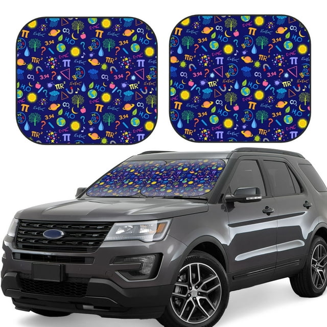 Vsdgher Mathematics And Chemistry Print Car Windshield Sun Shade, Reflective Sunshade Window Sunshade Sun Visor Protector Fit for Cars,Trucks,SUVs-Small