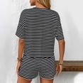 thumbnail image 4 of XuJwPNcy Women's Two Piece Pajama Set Striped Print Crew Neck Short Sleeve Tee with Stretchy Shorts Set Trendy Sleepwear, 4 of 5