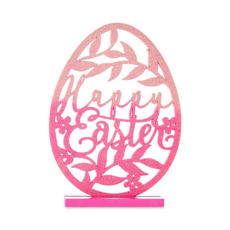 Way To Celebrate Easter Laser-Cut Glittered Pink Egg Decor
