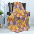 thumbnail image 4 of Abstract Soft Flannel Fleece Throw Blanket, Colorful Squares with Vertical Horizontal Stripes Overlapping Plaid Inspired, Cozy Plush for Indoor and Outdoor Use, 50" x 60", Multicolor, by Ambesonne, 4 of 5