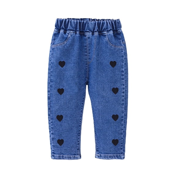 EnJoCho Girls Toddler Kid Denim Jeans Soft Stretch Comfortable Elastic Waist Casual Pants Durable Breathable Skin Friendly Trousers Relaxed Straight Fit Everyday