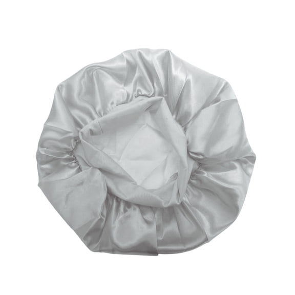 Unique Bargains 1 Pc High Elasticity Shower Cap for Bathroom Gray Satin Fabric