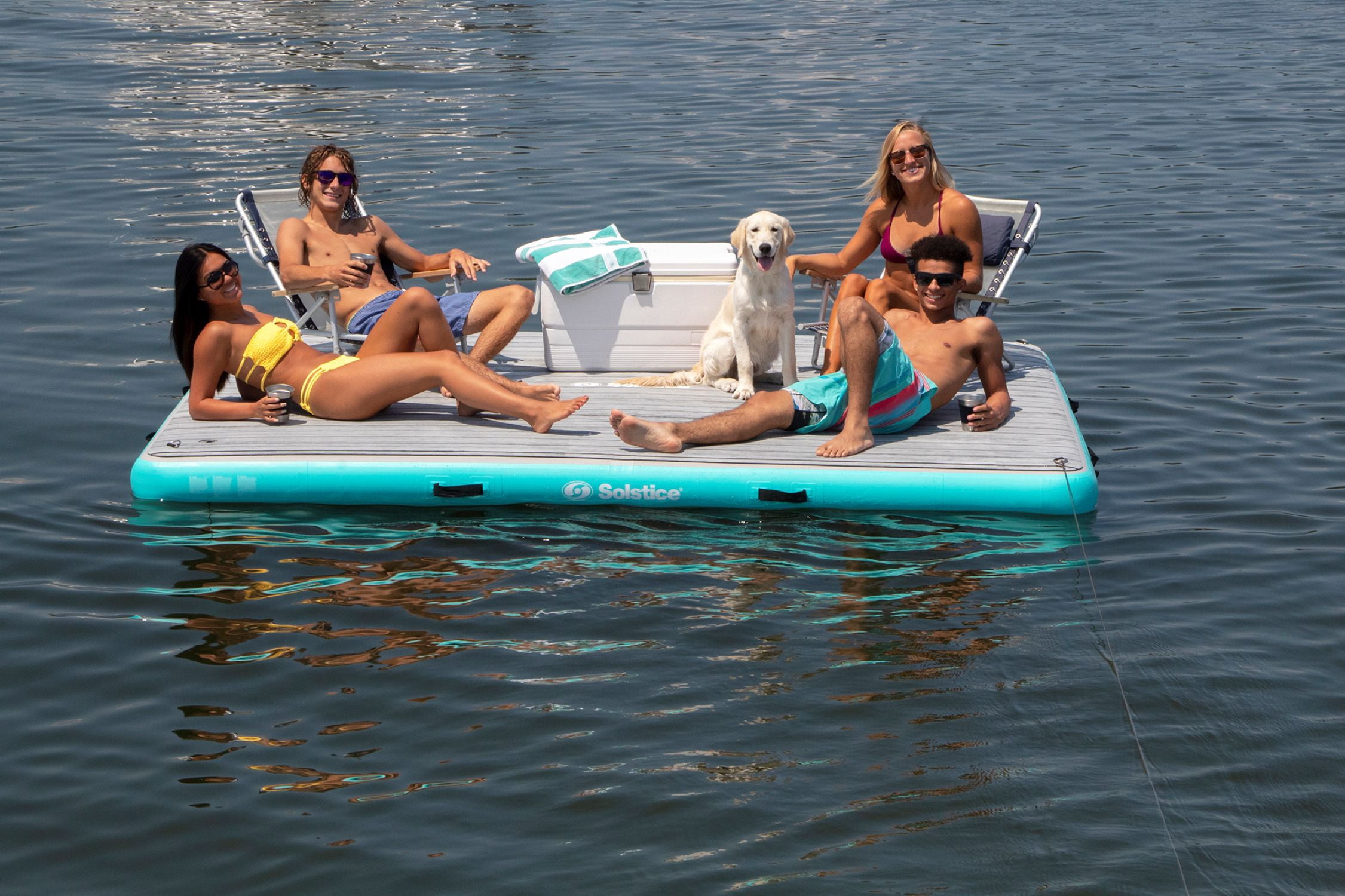 Swimline Inflatable Luxe Dock with Traction Pad and Ladder - 10' x 8'