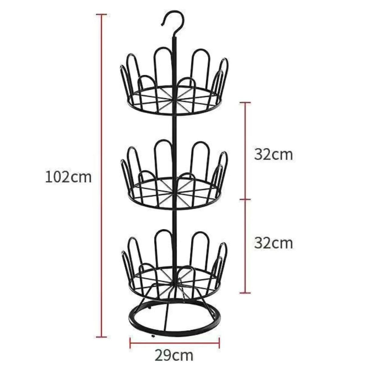 Baoblaze Revolving Shoe Rack Modern Metal Shoe Tree Rack for Apartment Farmhouse Dorm Black 3 Tiers