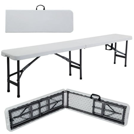 Ktaxon 6  Portable Folding Bench  Perfect for Outdoor Party  Picnic  Camping  Wedding etc.  Plastic Folding Bench for Outdoor and Indoor  White