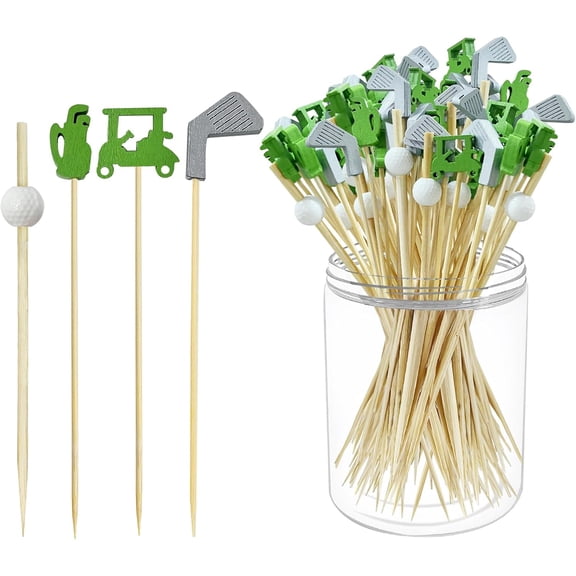 200Pcs Golf Cocktail Picks,4.7 Inch Golf Theme Decorative End Cocktail Skewers Sandwich Fruit Toothpicks for Appetizers Golf Catered Events Buffet Party Holiday Supplies,Style 1