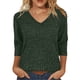 thumbnail image 2 of Sudaderas con capucha bonitas,Camiseta de mujer con cuello en V y manga 3/4, blusa informal de color liso, de poliéster, cómoda para uso diario, sopatenor, 2 of 9