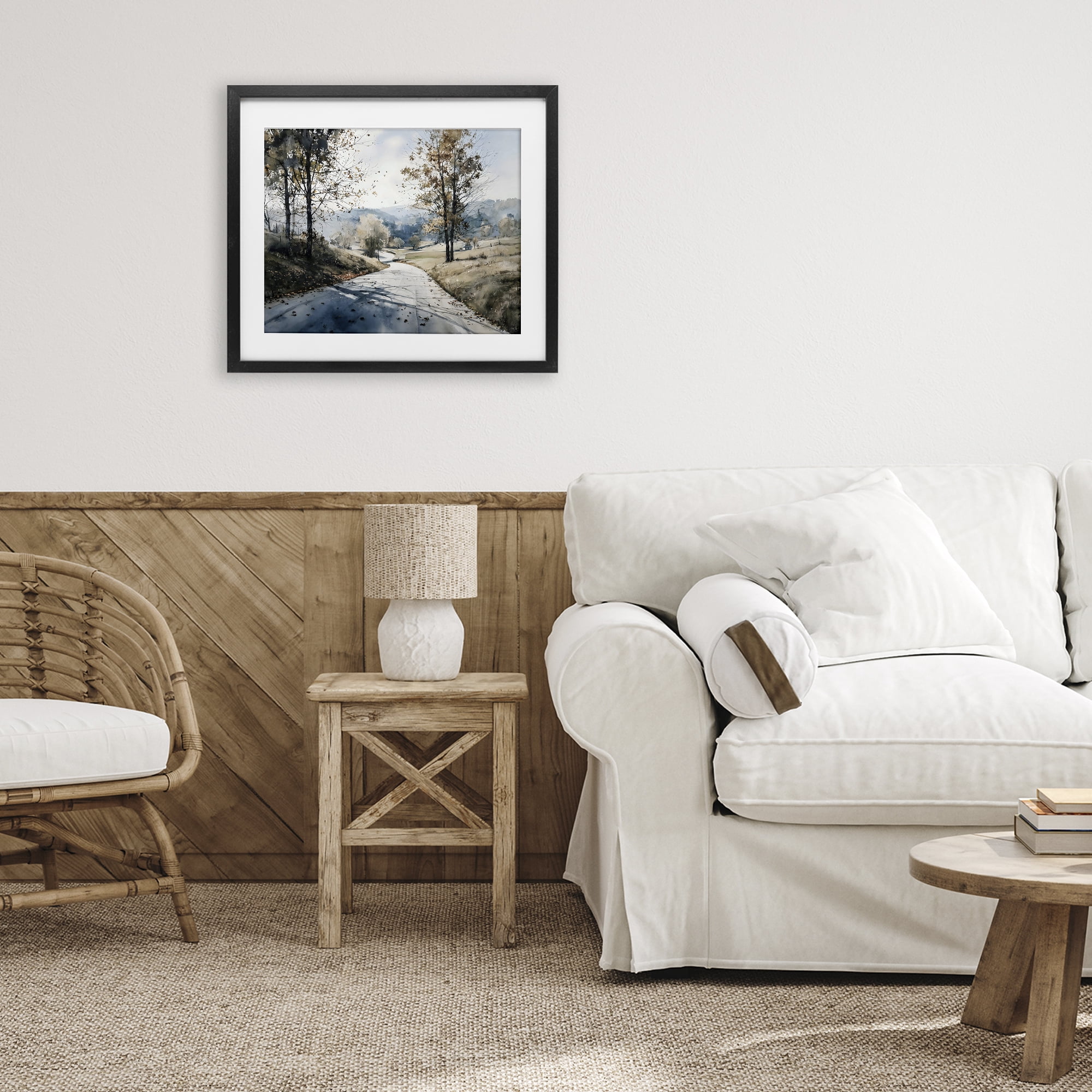 Stupell Industries Country Road in Autumn Black Framed Print Under Glass, design by Franklyn Gregory