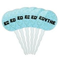 thumbnail image 1 of Edythe Cupcake Picks Toppers - Set of 6 - Blue Speckles, 1 of 1