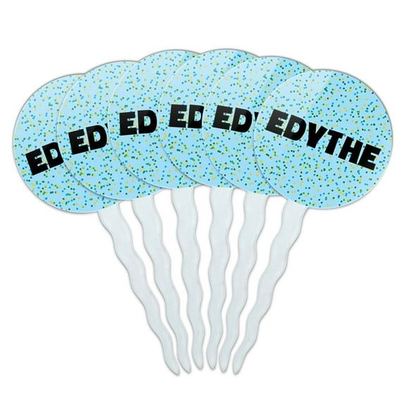 Edythe Cupcake Picks Toppers - Set of 6 - Blue Speckles