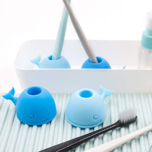 Azul lindo Cartton ballena cepillo de dientes hogar oficina escritorio decoración