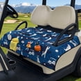 thumbnail image 2 of COEQINE Quilted Golf Cart Seat Cover, Folds Like a Bag with Handle for Easy Carry, Universal Fit 51.2"x30.3" for EZGO Yamaha Club Car 2-Seaters, 4 Pockets, Dark Blue Camo Golf Pattern, 2 of 8