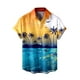 thumbnail image 2 of Camisas Manga Larga Hombre Camisa de estilo casual de manga corta para hombre Camisa de solapa con botones con estampado 3D de puesta de sol de junto al mar Cárdigan de manga corta (Yellow, 3XL), 2 of 4