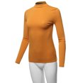 thumbnail image 5 of A2Y Women's Basic Solid Soft Cotton Long Sleeve Mock Neck Top Shirts Junior Fit Ash Mustard S, 5 of 6
