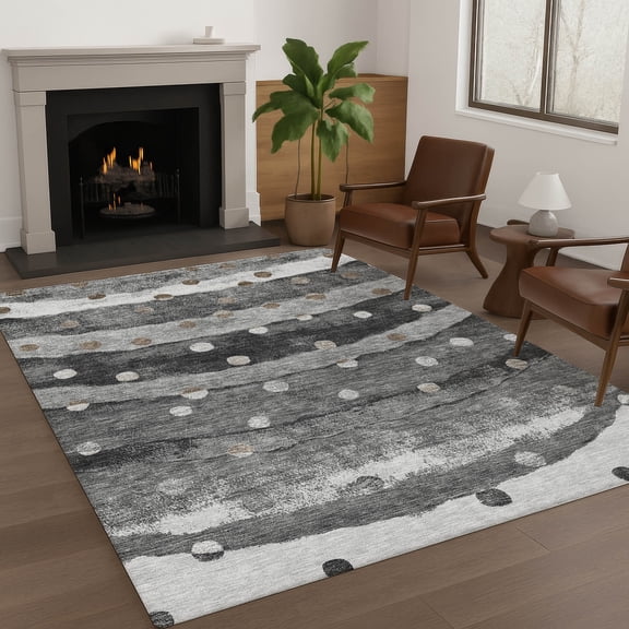 Addison Rugs Chantille Indoor/Outdoor Transitional Stripes Black Machine Washable Rectangle Rug, 10' x 14'