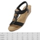 thumbnail image 2 of Sandalias de cuña para mujer Sandalias elásticas con correa en el tobillo Moda simple para la playa de verano, 2 of 7